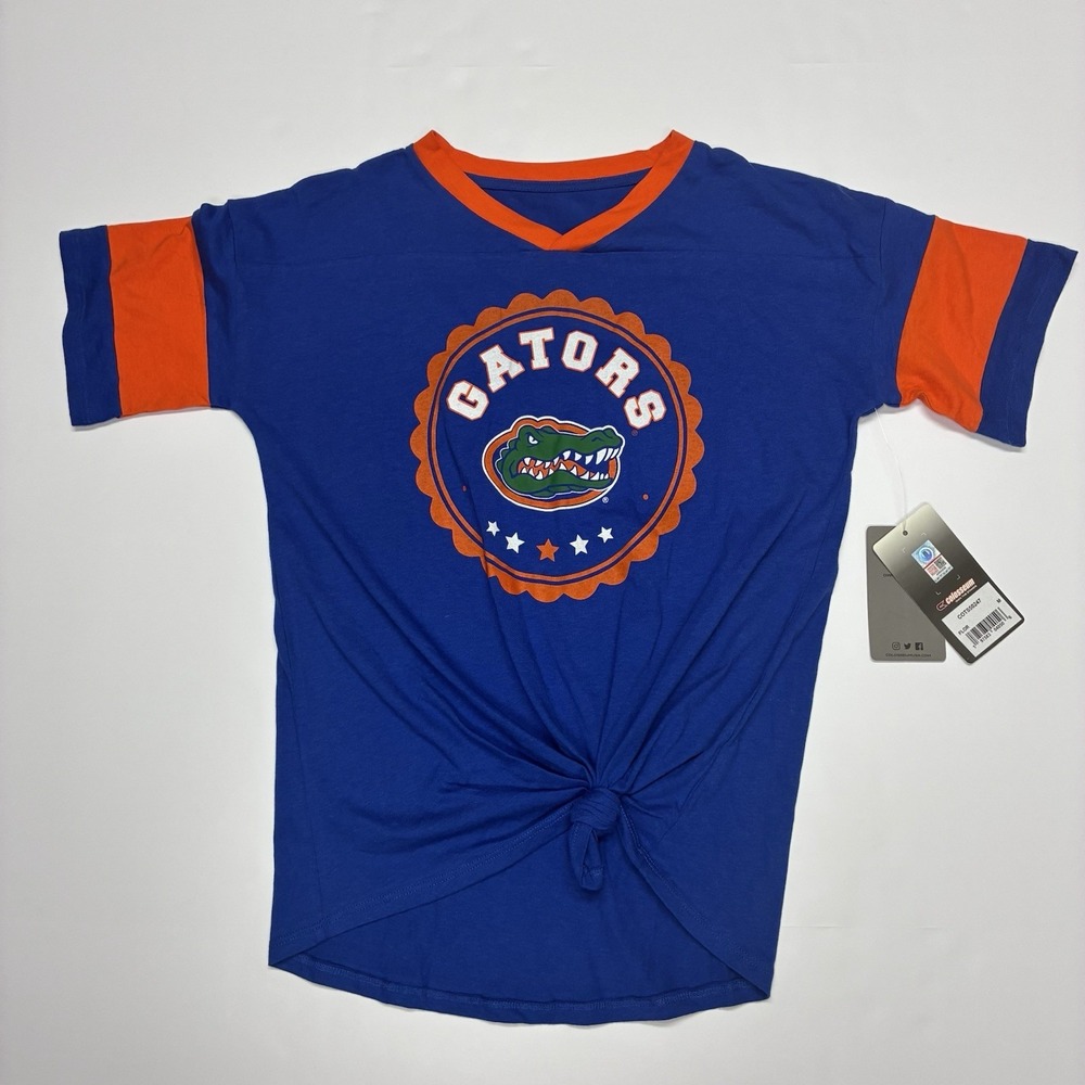 Florida Gators Girls Medium Tie Front Shirt Blue Colosseum COTS50247 NWT